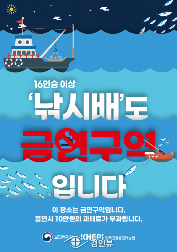 16인승 이상 낚시배서 담배 피우면, 과태료 10만원