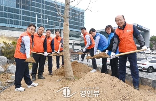 시청사 내 광주시 은행나무, 개나리 등 상징수목 식재