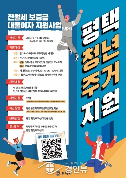 2023년 ‘평택시 청년 전월세보증금 대출이자 지원’ 참여자 추가모집