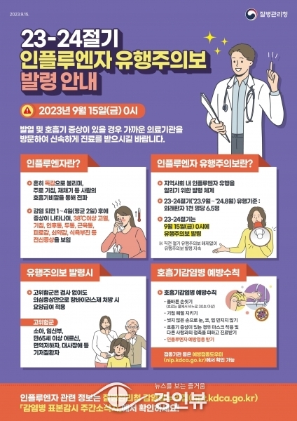 2023-2024절기 인플루엔자 유행주의보 발령