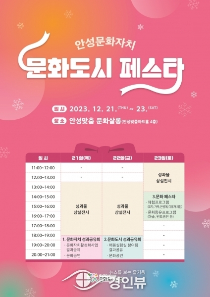 안성시, 문화자치 활성화 사업 성과공유회 ‘문화도시 페스타’ 개최